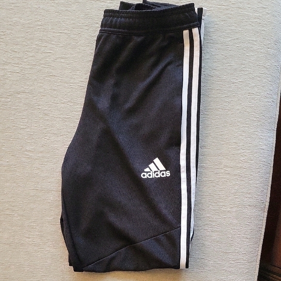 adidas Pants - Adidas Black Joggers with White Stripes Size Small